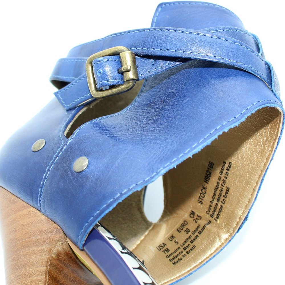 HUSH PUPPIES Leather Open Toe Ankle Strap Blue Shoes - NWOT - Picture 7 of 7